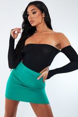 Black Rib Bardot Bodysuit - Edith