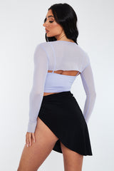Lilac Corset Mesh Overlay Crop Top - Zennie