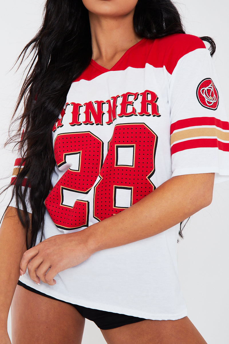 Red Winner Logo Varsity T-Shirt - Kimia