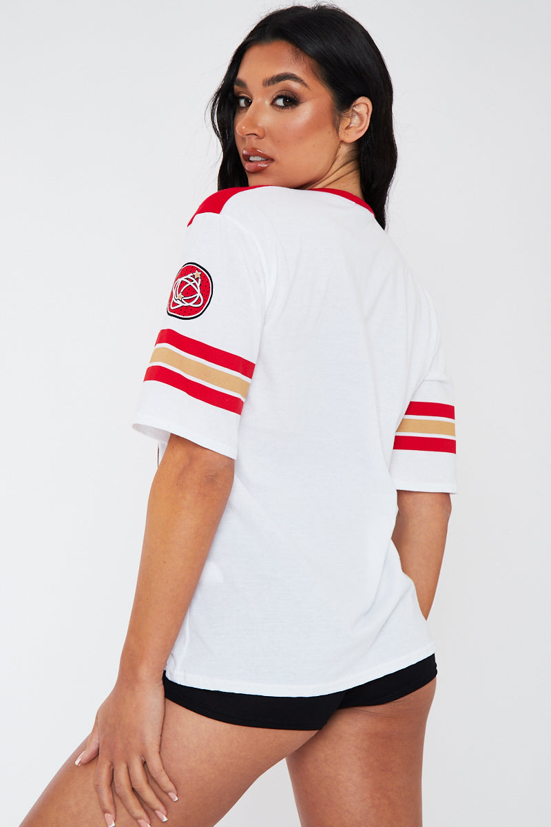 Red Winner Logo Varsity T-Shirt - Kimia