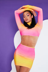 Pink Ombre Crop Top & Mini Skirt Set - Rayna