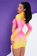 Pink Ombre Crop Top & Mini Skirt Set - Rayna