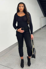 Black Cuffed Cargo Trousers - Genesis