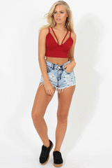 Red Double Strap Bralet - Grazia