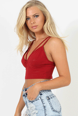 Red Double Strap Bralet - Grazia