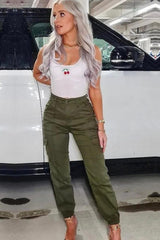 Khaki Cuffed Cargo Trousers - Genesis