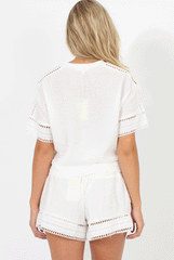 White Embroidered Co-ord - Hanna