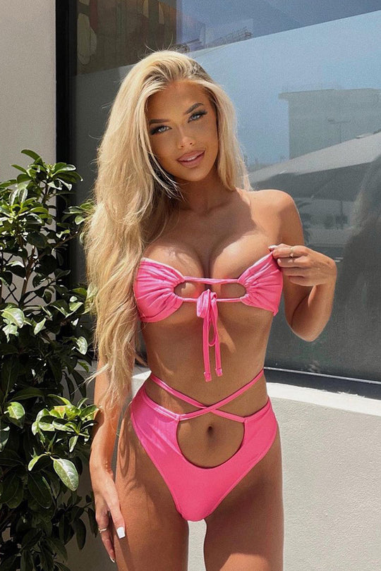 Pink Strappy Cut Out Bikini Set - Hailey
