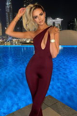 Berry Knot Strap Slinky Jumpsuit - Imani