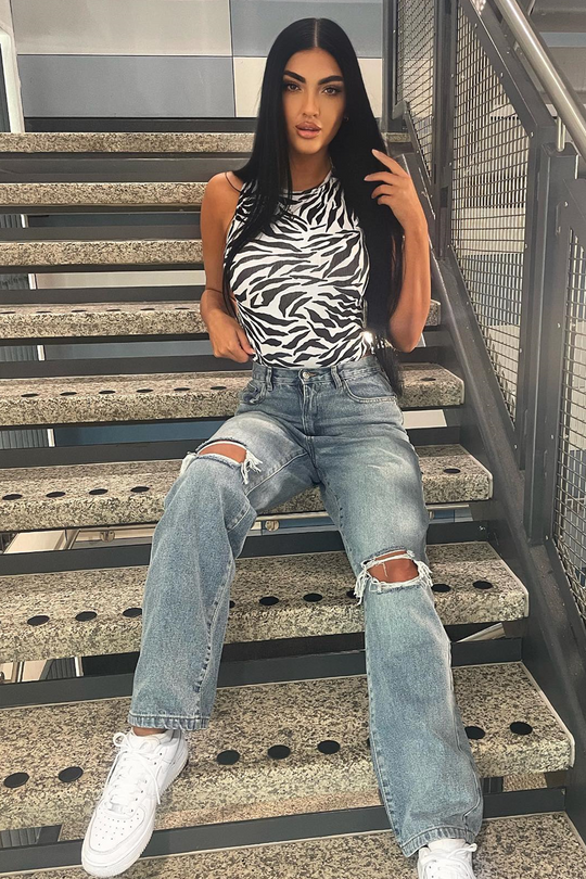 Zebra Print Rib Bodysuit - June