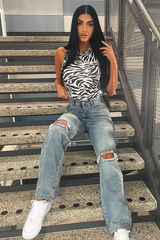 Zebra Print Rib Bodysuit - June