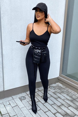 Black Jersey Scoop Neck Jumpsuit - Kadia