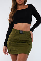 Khaki Cargo Mini Skirt - Parker