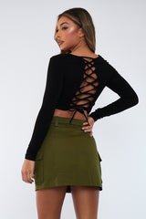 Khaki Cargo Mini Skirt - Parker