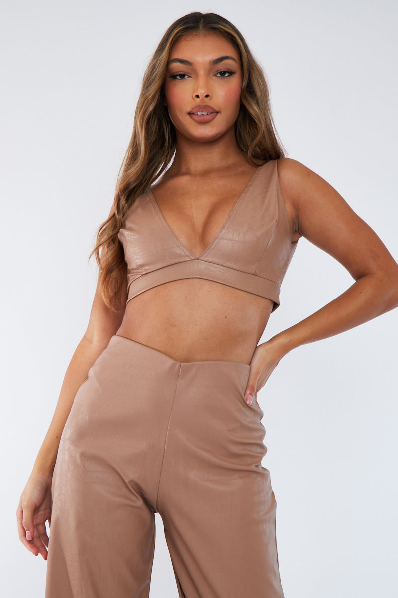 Tan Croc PU Bralette - Raya