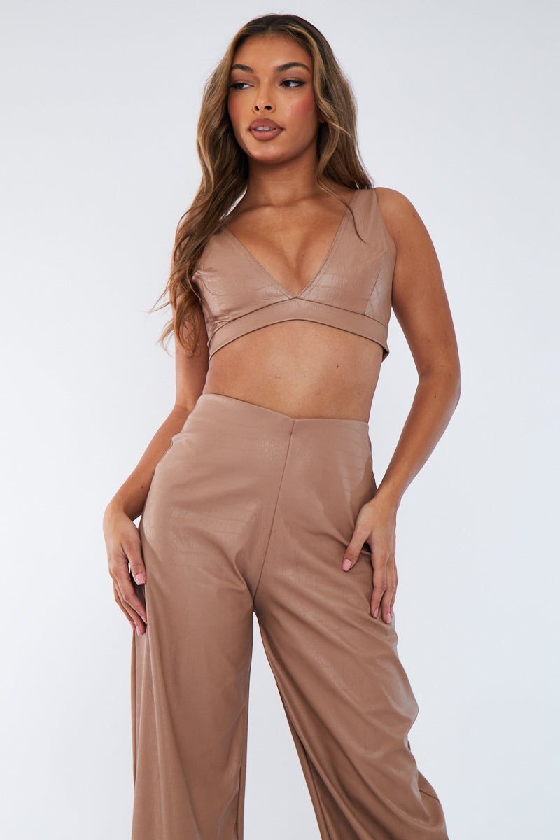 Tan Croc PU Bralette - Raya