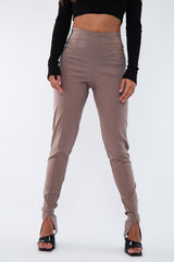 Beige Seam Detail Split Hem Leggings - Mila