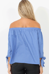 Blue Bardot Tie Cuff Top - Macy
