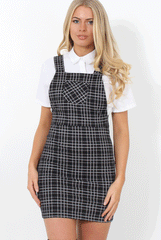 Black Checkered Pinafore-Naomi