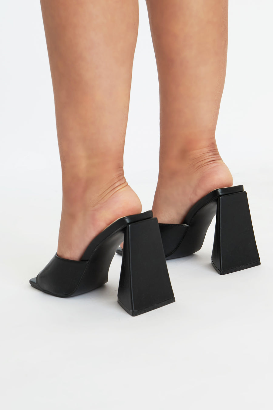 Black Square Toe Chunky Block Mules - Maicy