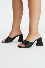 Black Padded Look Mules - Uma