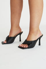 Black Square Toe Crossover Heels - Veva