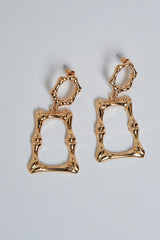 Gold Rectangle Earrings - Rooha