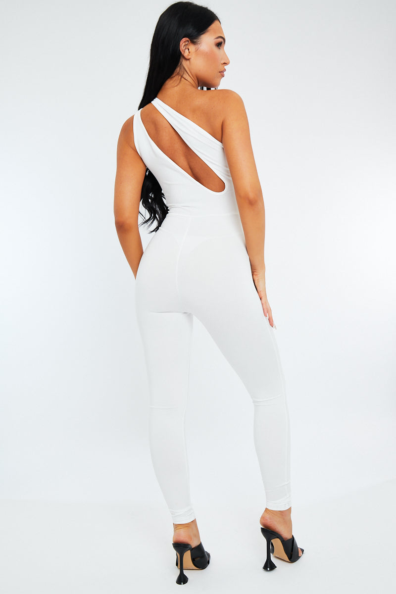 White Knot Strap Slinky Jumpsuit - Imani