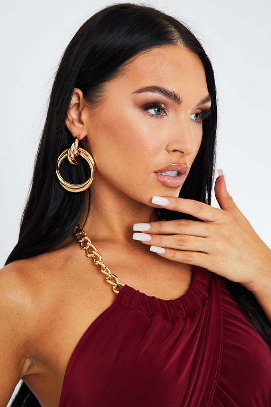 Gold Stacked Hoop Earrings - Zoja