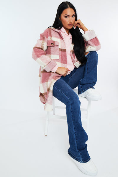 Pink Checked Pocket Front Shacket | Shackets | Rebellious Fashion