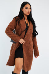 Camel Mid Length Teddy Coat - Madelin