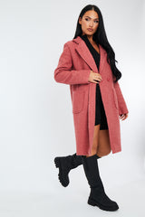 Pink Mid Length Teddy Coat - Madelin