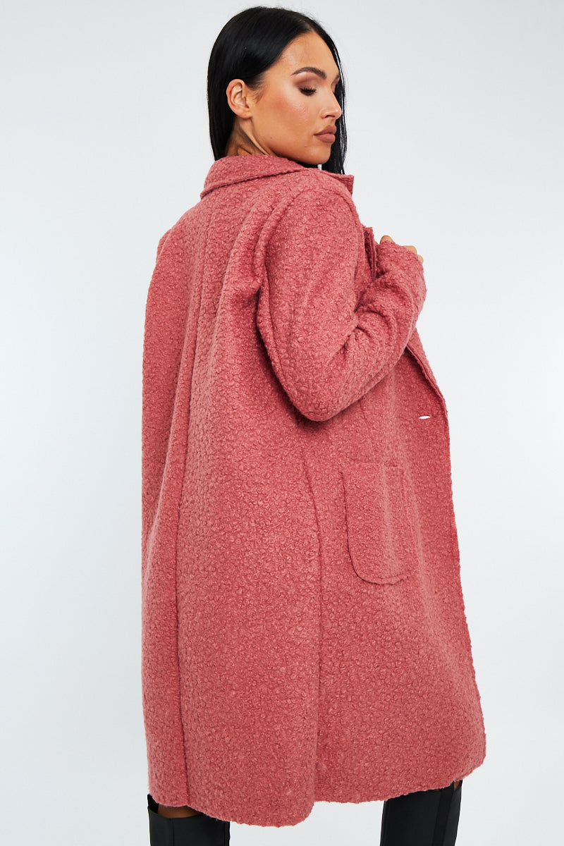 Pink Mid Length Teddy Coat - Madelin