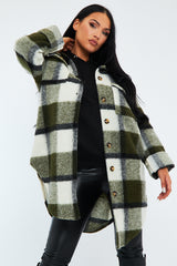 Khaki Checked Pocket Front Shacket - Dalani