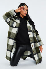 Khaki Checked Pocket Front Shacket - Dalani