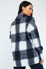 Navy Check Pocket Front Shacket - Nura