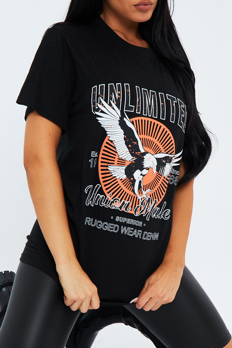 Black Logo Printed T-Shirt - Cree