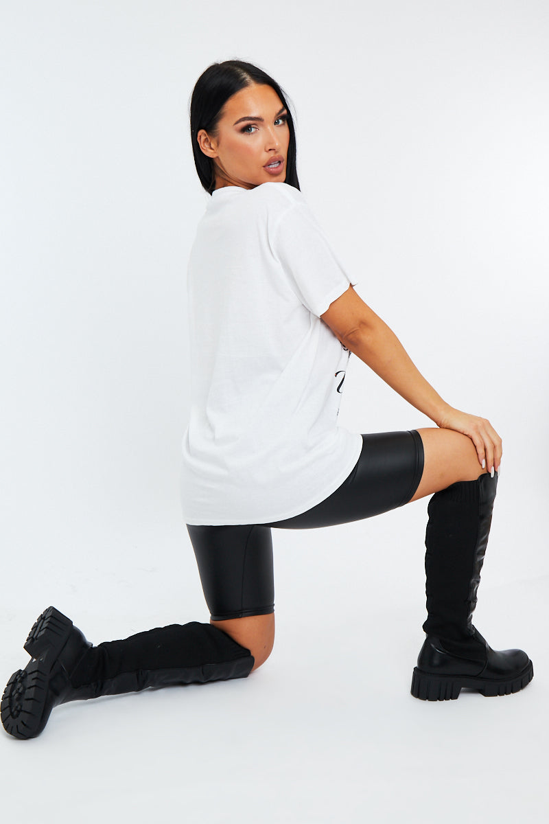 White Logo Printed T-Shirt - Cree