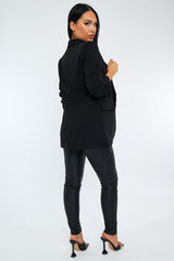 Black PU Leather Zip Detail Leggings - Seryce