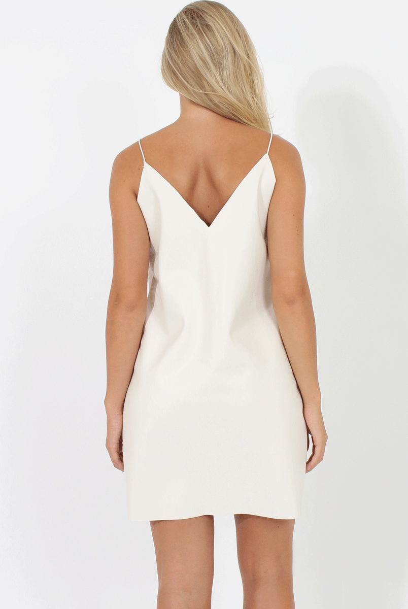 White Faux Leather Cami Dress - Monica