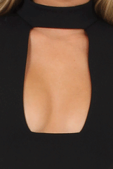 Black High Neck Cut Out Bodysuit - Morticia