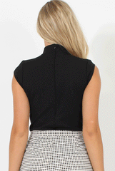 Black High Neck Cut Out Bodysuit - Morticia