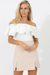 Nude A-Line Zip Detail Skirt - Muriel