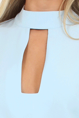 Blue High Neck Cut Out Dress - Nancy