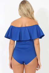 Blue Bardot Frill Layer Bodysuit - Olga