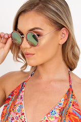 Pink And Gold Round 90's Sunglasses - Fraya-Sunglasses