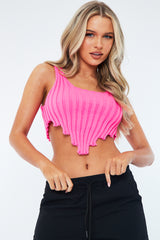Pink Distressed Knit Crop Top - Dani