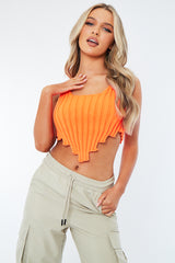 Orange Distressed Knit Crop Top - Dani