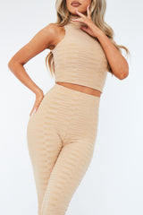 Stone High Neck Crop Top & Flare Pants Set - Dailyn