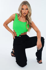 Green Distressed Knit Crop Top - Dani